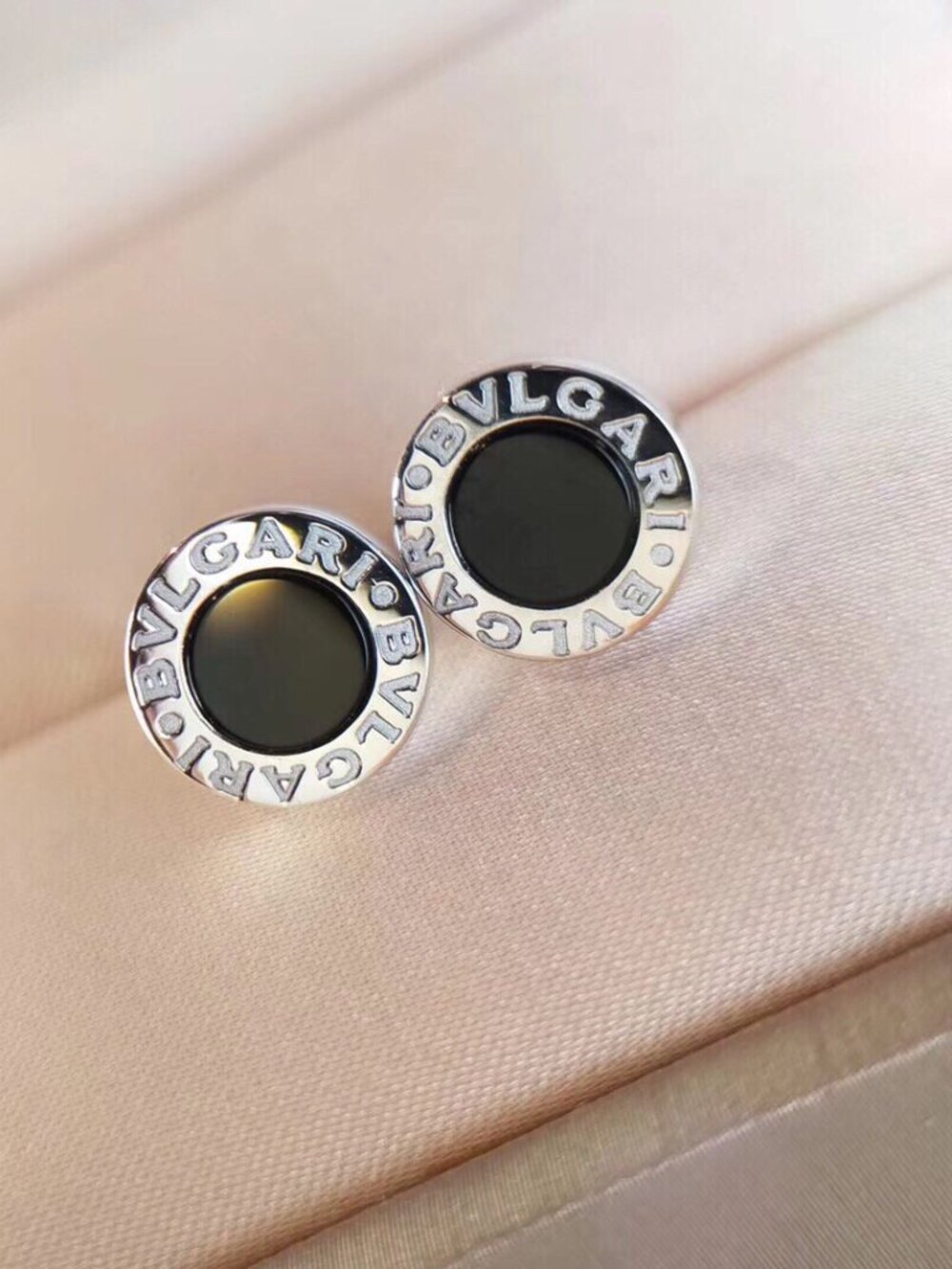 Bulgari Black and White Natural Stone Earrings - Picture 1 of 5
